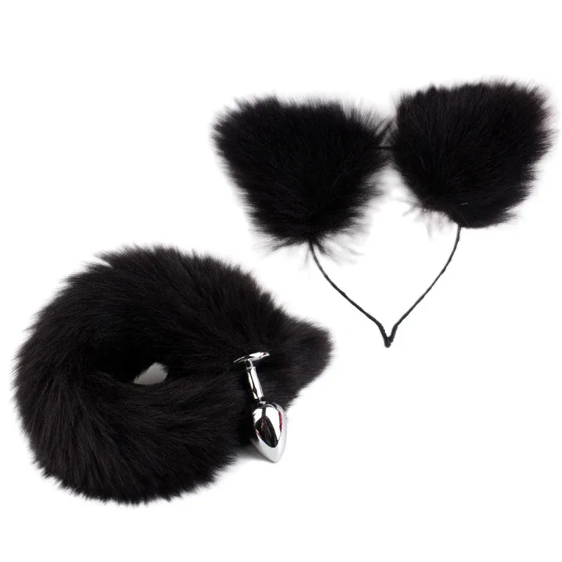 Kit *2 (DIADEMA-PLUG MET/PLATEADO COLA ZORRO) TM 8.3/3.2 CM (NEGRA) KT1803BR