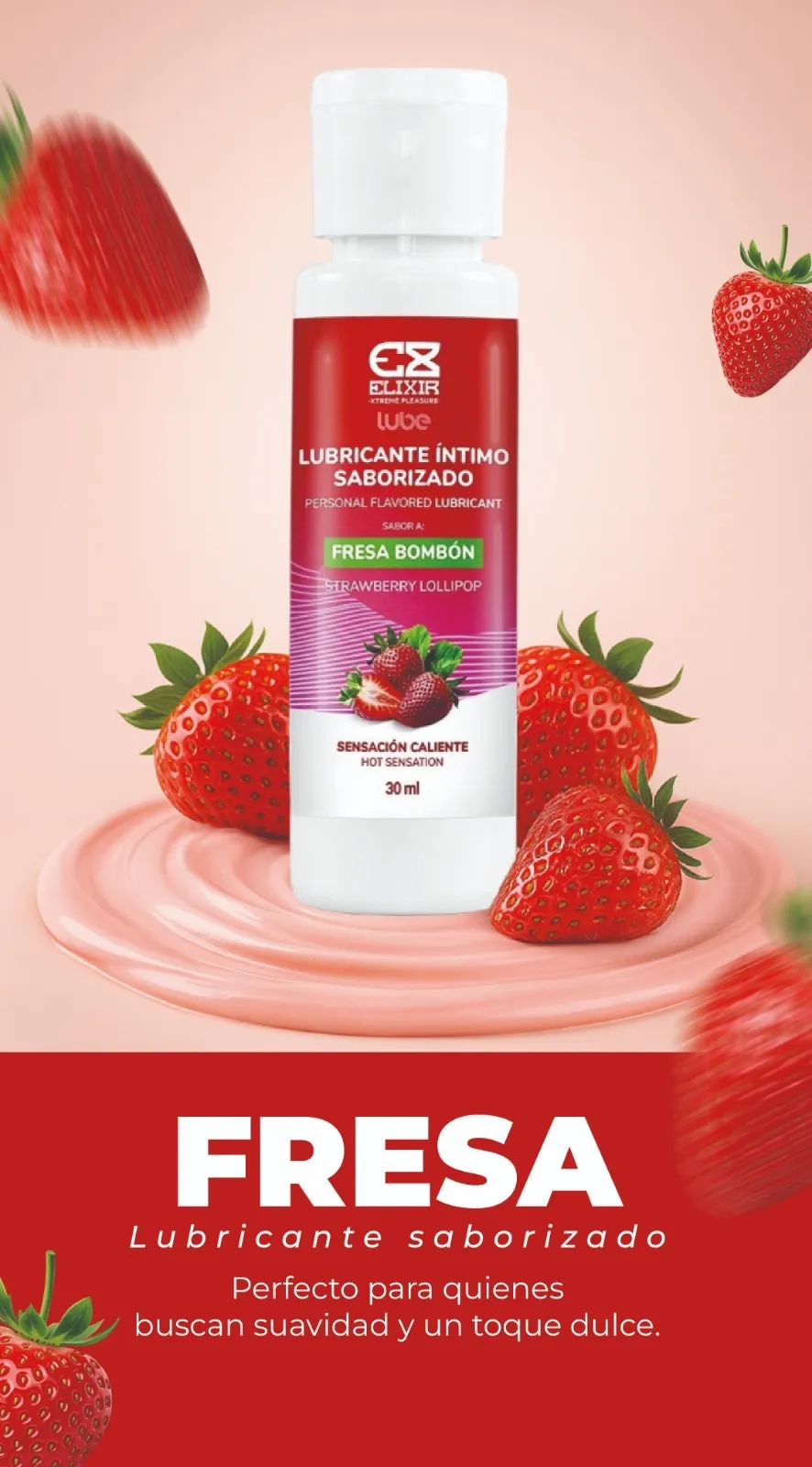 Lubricante CALIENTE -ELIXIR- 30 ML (FRESA BOMBÓN) LBR963BR