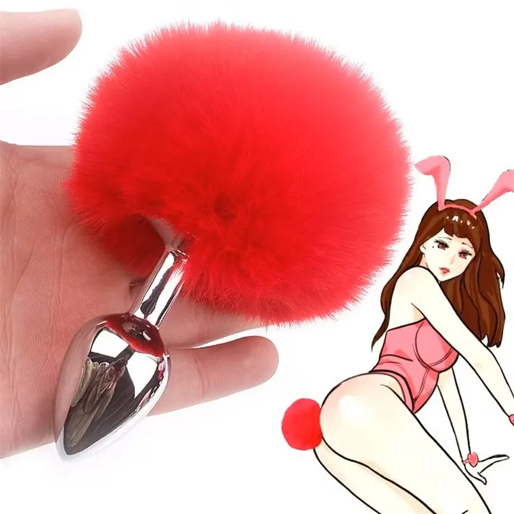 Plug MET/PLATEADO COLA CONEJO TS 7.3/2.8 CM (ROJO) PLG1419ND