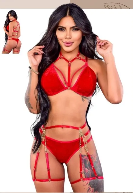 Lenceria CONJUNTO TERCIOPELO 658 (ROJO) CNJ1926PVC
