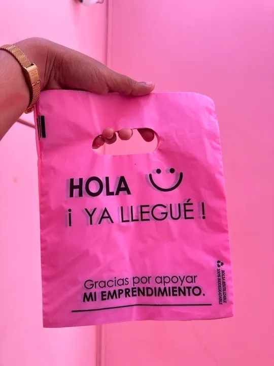 bolsa plástica rosada