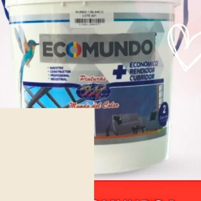 VINILO T-1 EN BALDE (2 GAL) ECOMUNDO BLANCO ALMENDRA