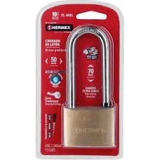 CANDADO 50 MM GANCHO EXTRALARGO EN LATON HERMEX X 12 UDS