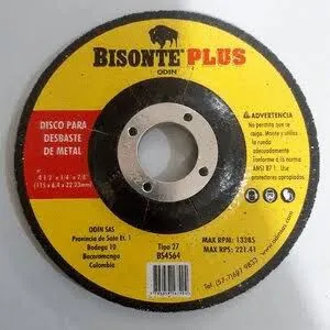 ABRACOL - DISCO PULIR METAL 4 1/2 X 1/4 X 7/8 A24 BISONTE X 12 UDS