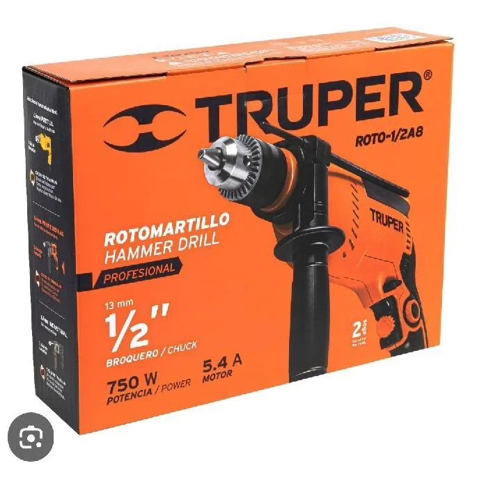 TALADRO DE 1/2 ROTOMARTILLO 750W TRUPER PRO 14658