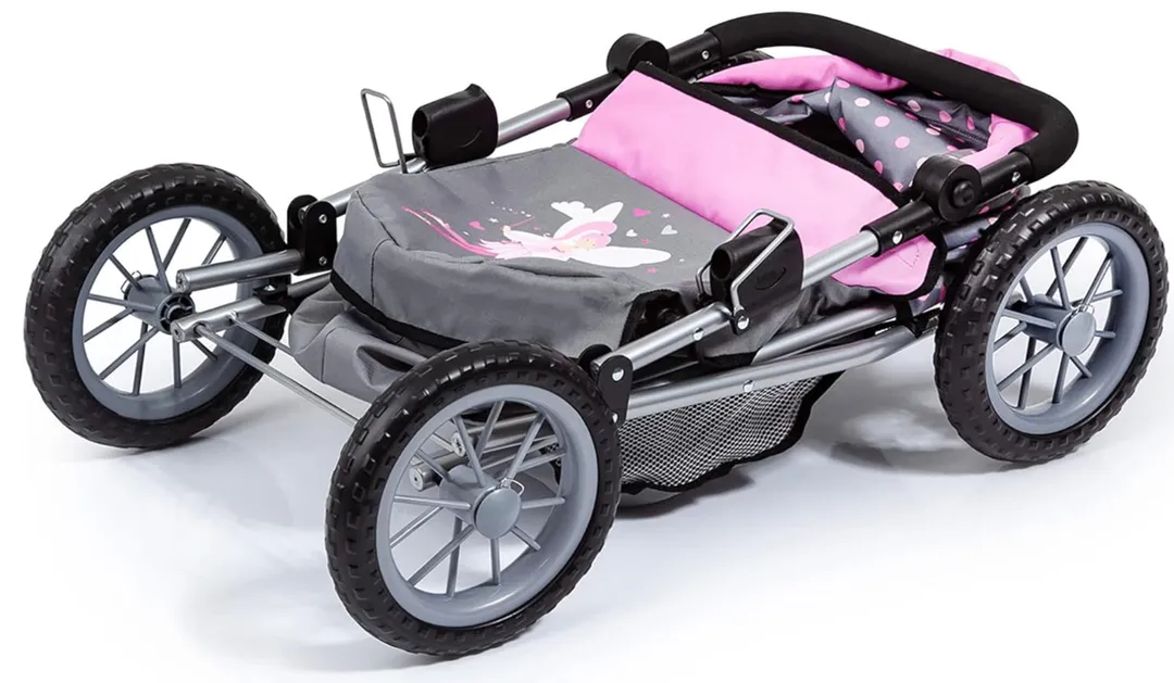 Coche Gris De Bolitas Rosadas