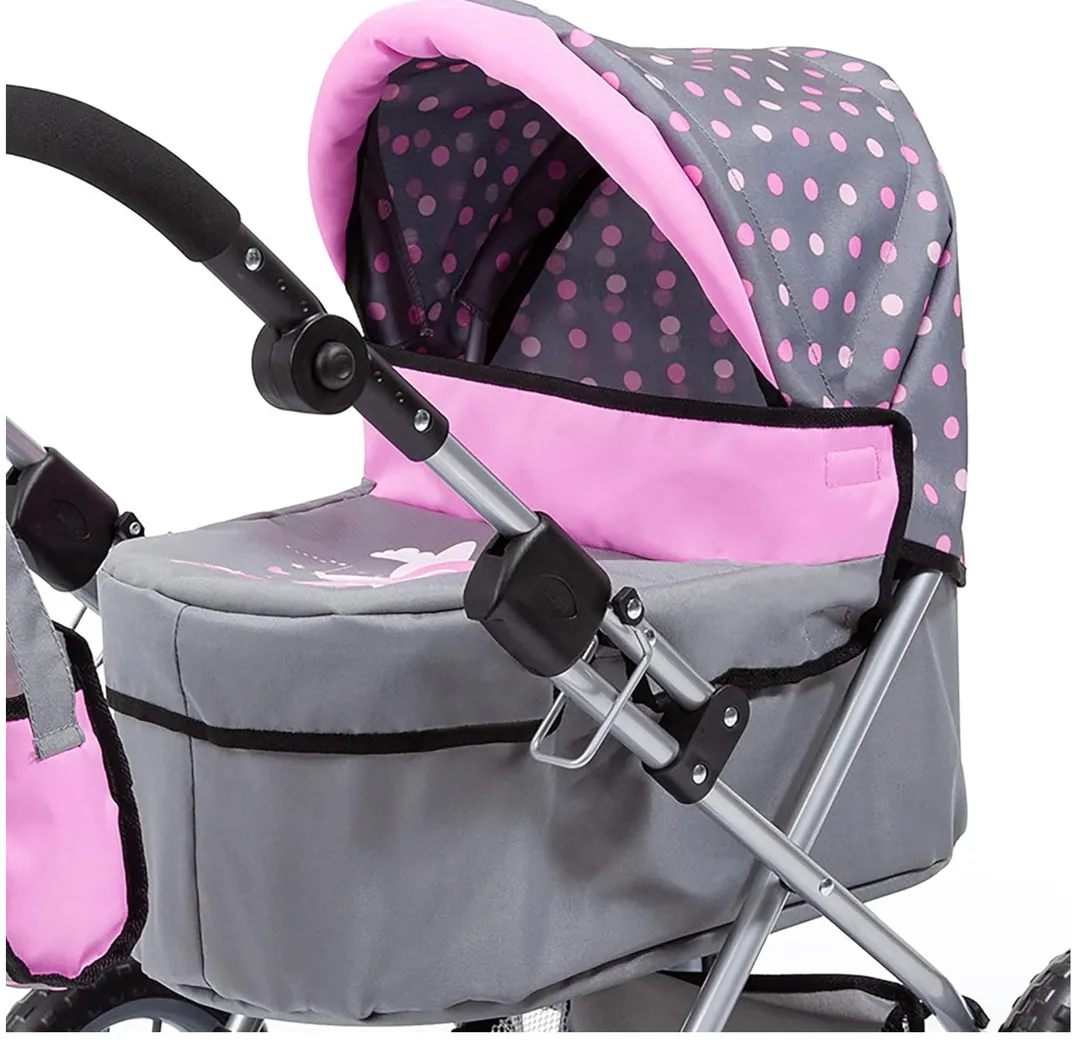 Coche Gris De Bolitas Rosadas