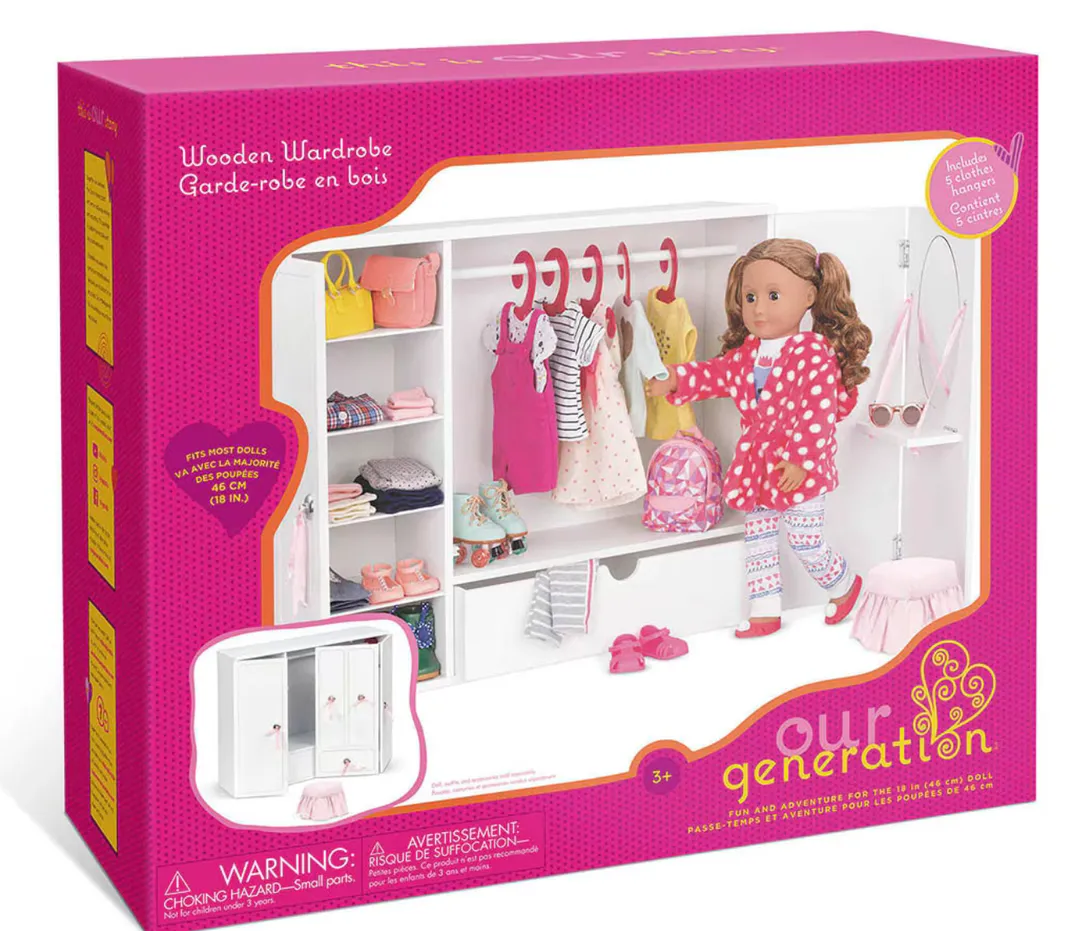 Set Armario de Madera con Tocador y Banqueta – Our Generation