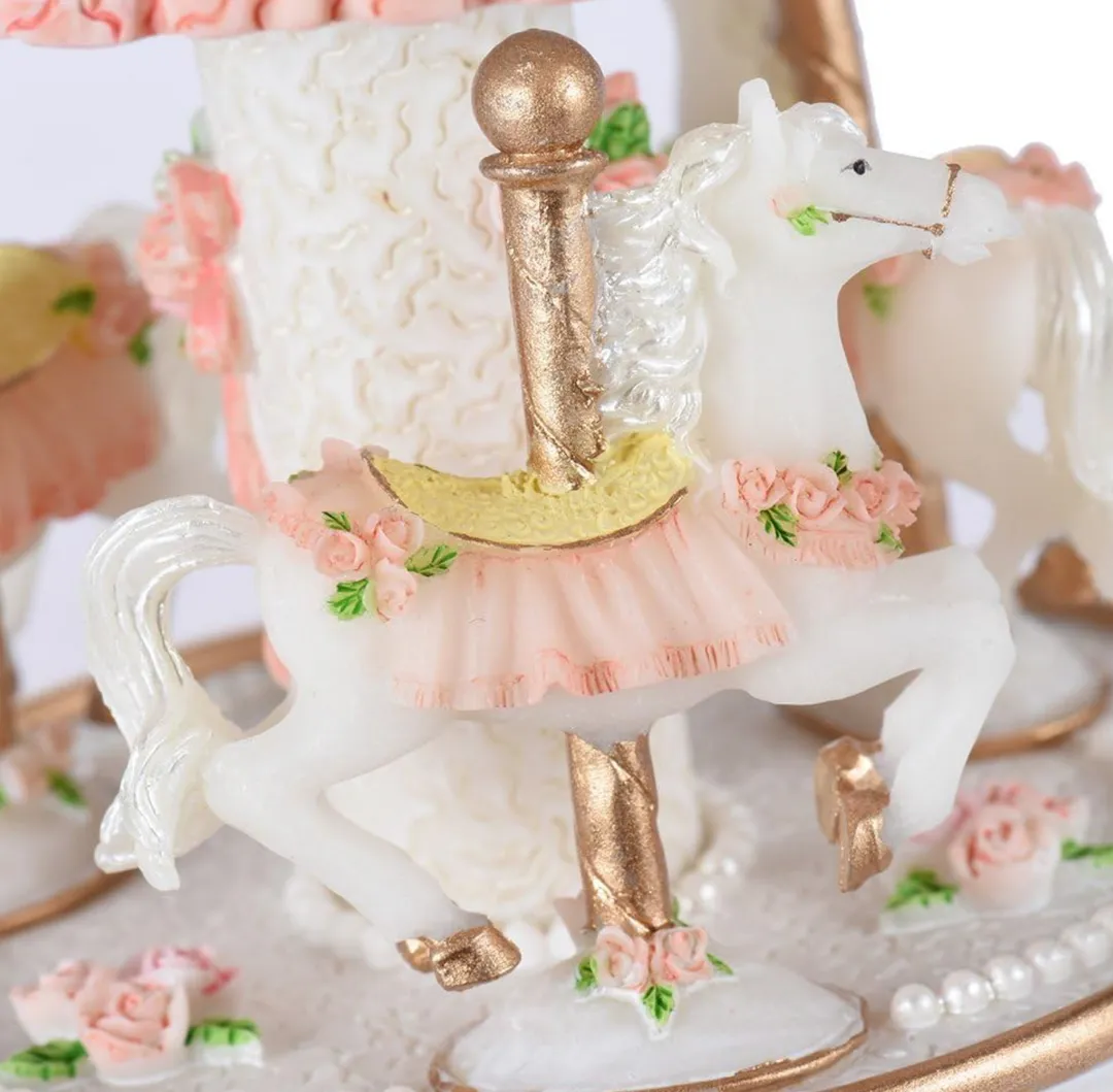 Caja de Musica Carrusel con 3 Caballos y Luces LED