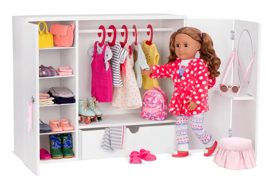 Set Armario de Madera con Tocador y Banqueta – Our Generation