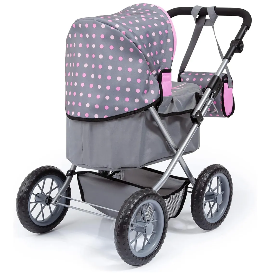 Coche Gris De Bolitas Rosadas