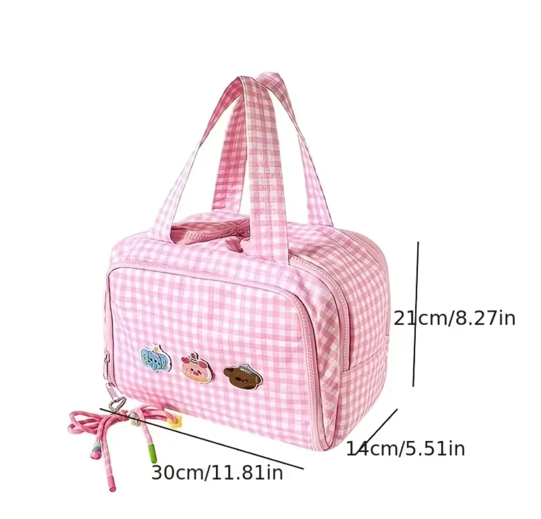 Pañalera Cuadros Rosada