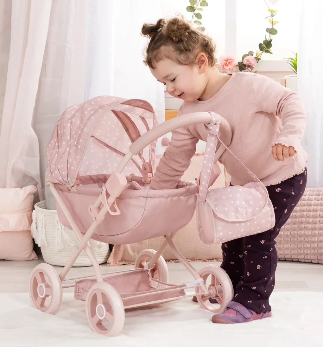 Coche Rosa Con Puntos