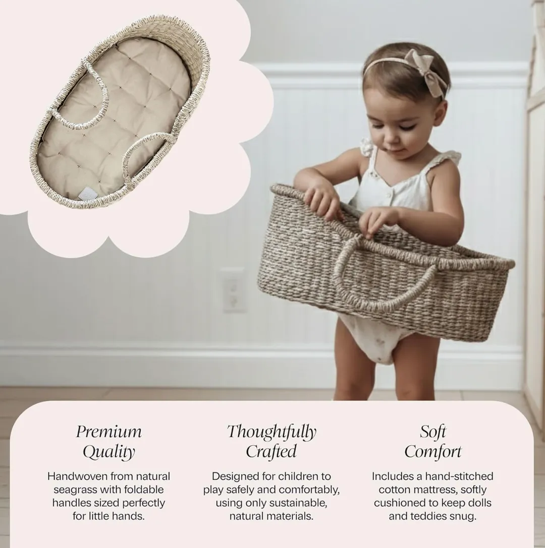 Cuna Premium para Muñeca BEBE BASK – Cesta de Moises