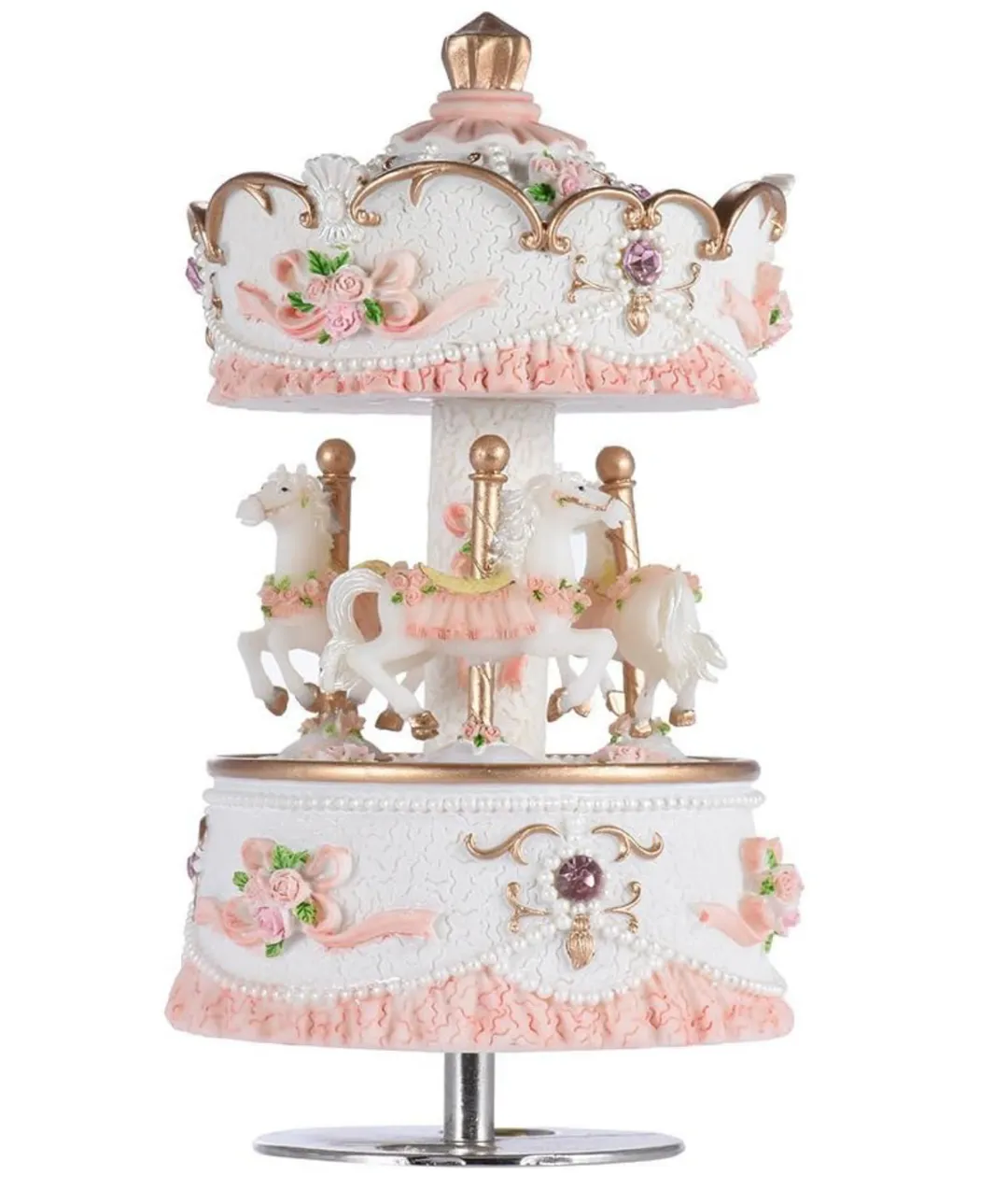 Caja de Musica Carrusel con 3 Caballos y Luces LED