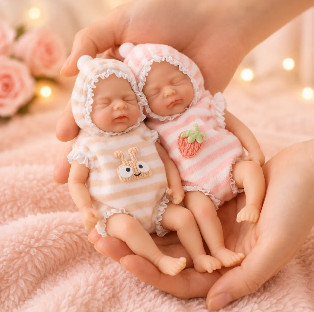 Mini Bebé Reborn Gemelas Dormidas