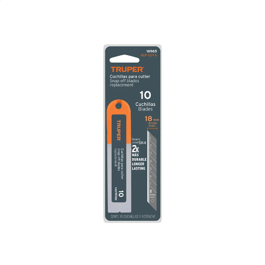 Repuesto para cutter SK4 de 18 mm, (10 cuchillas), TRUPER