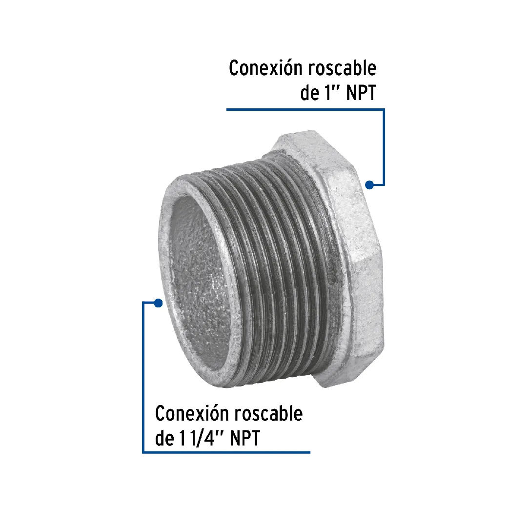 Reducción bushing galvanizada 1-1/4 x 1", FOSET
