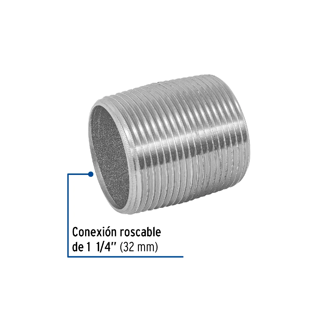 Niple galvanizado 1-1/4" cuerda corrida, FOSET