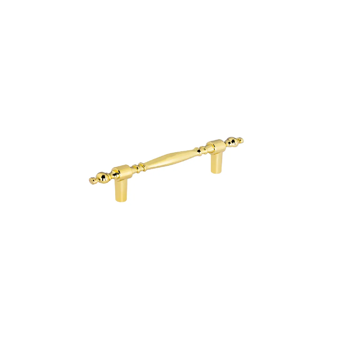 Jaladera metálica de 76mm estilo "Colonial", latón brillante, HERMEX