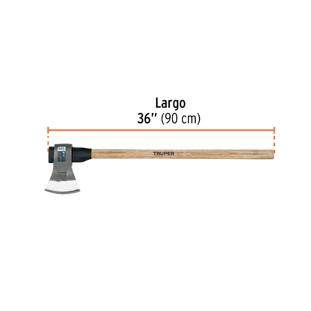 Hacha labor entera 3-1/2lb, mango de madera 36", TRUPER