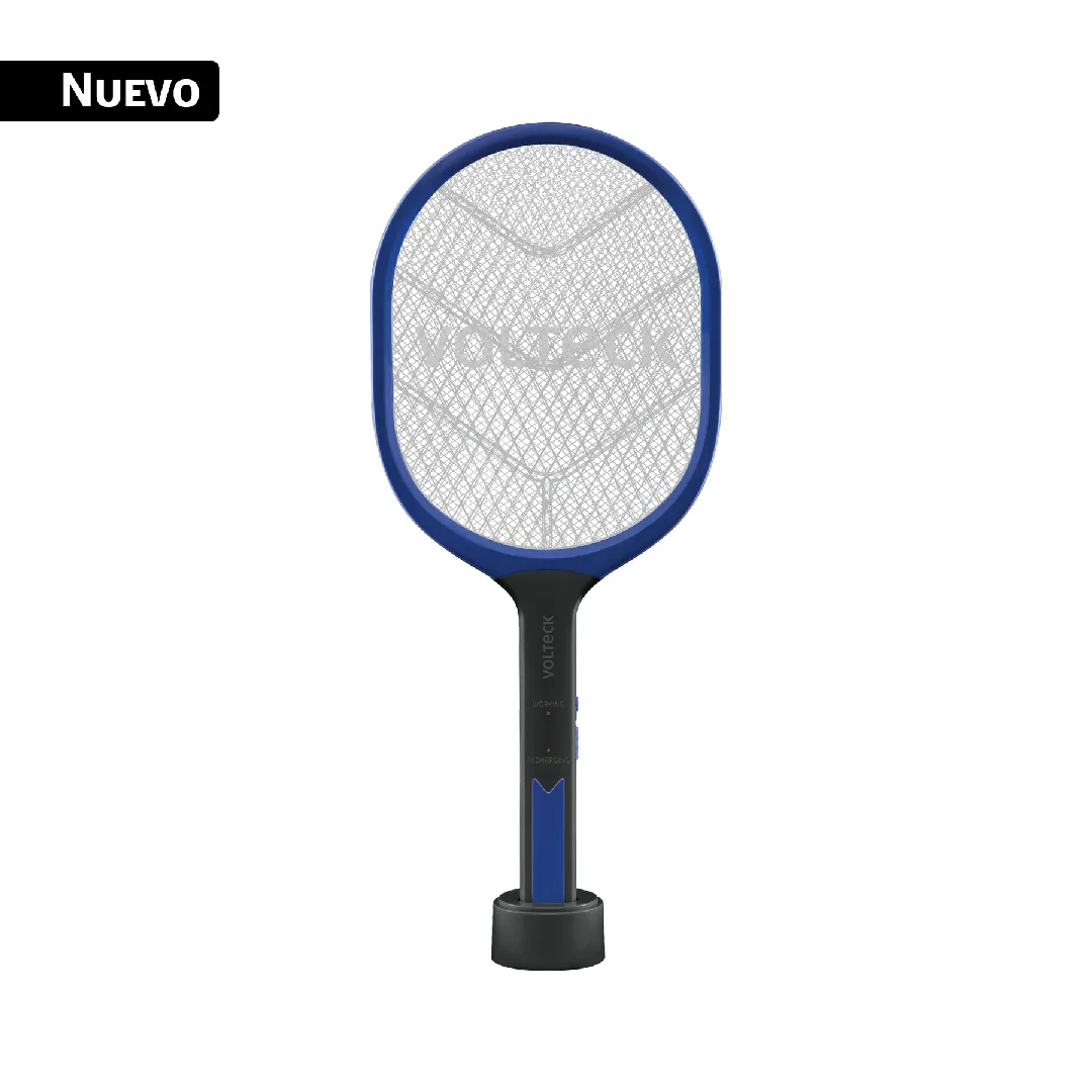 Raqueta mata-moscas y mosquitos, CON BASE, recargable VOLTECK
