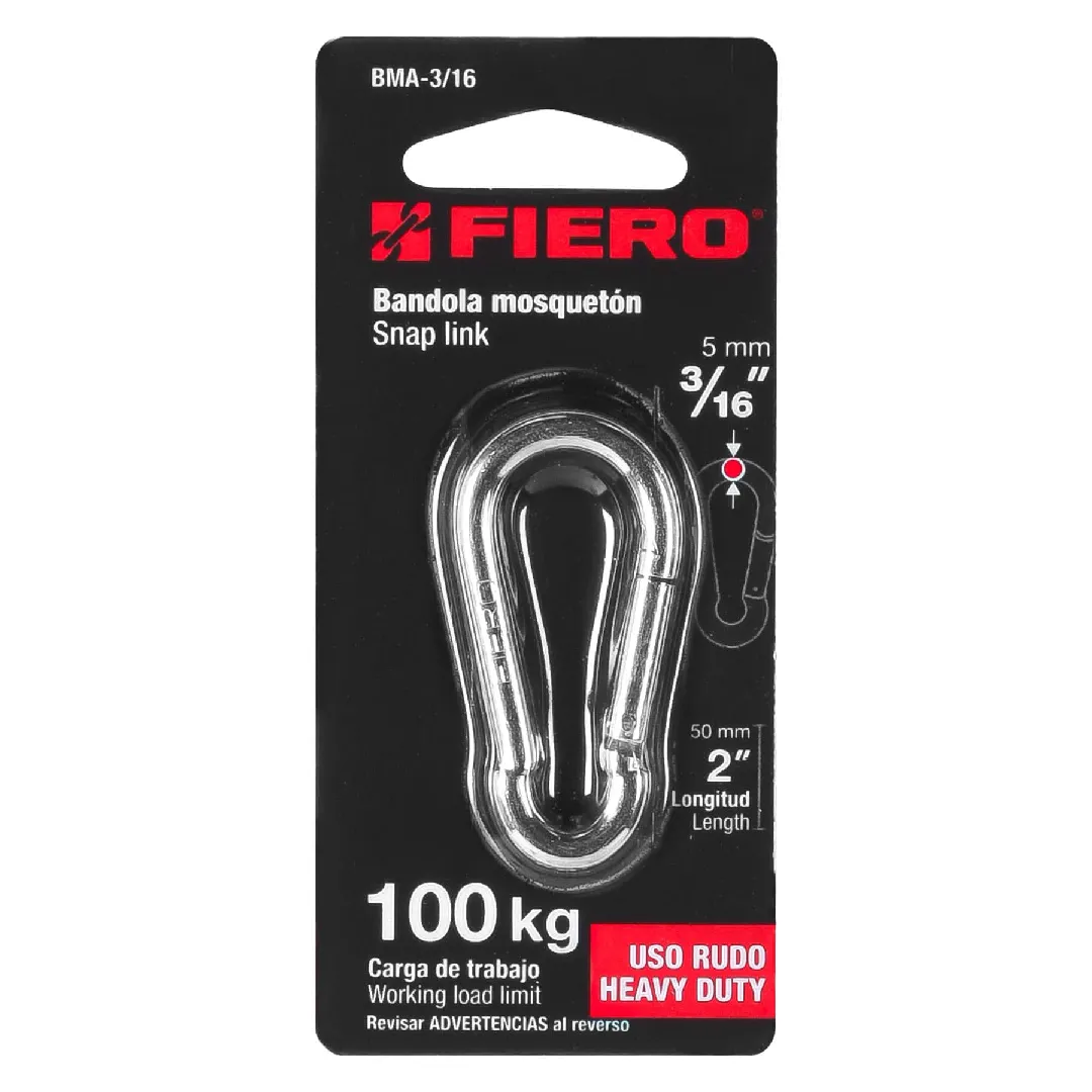 Bandola de acero de 3/16" con seguro, FIERO