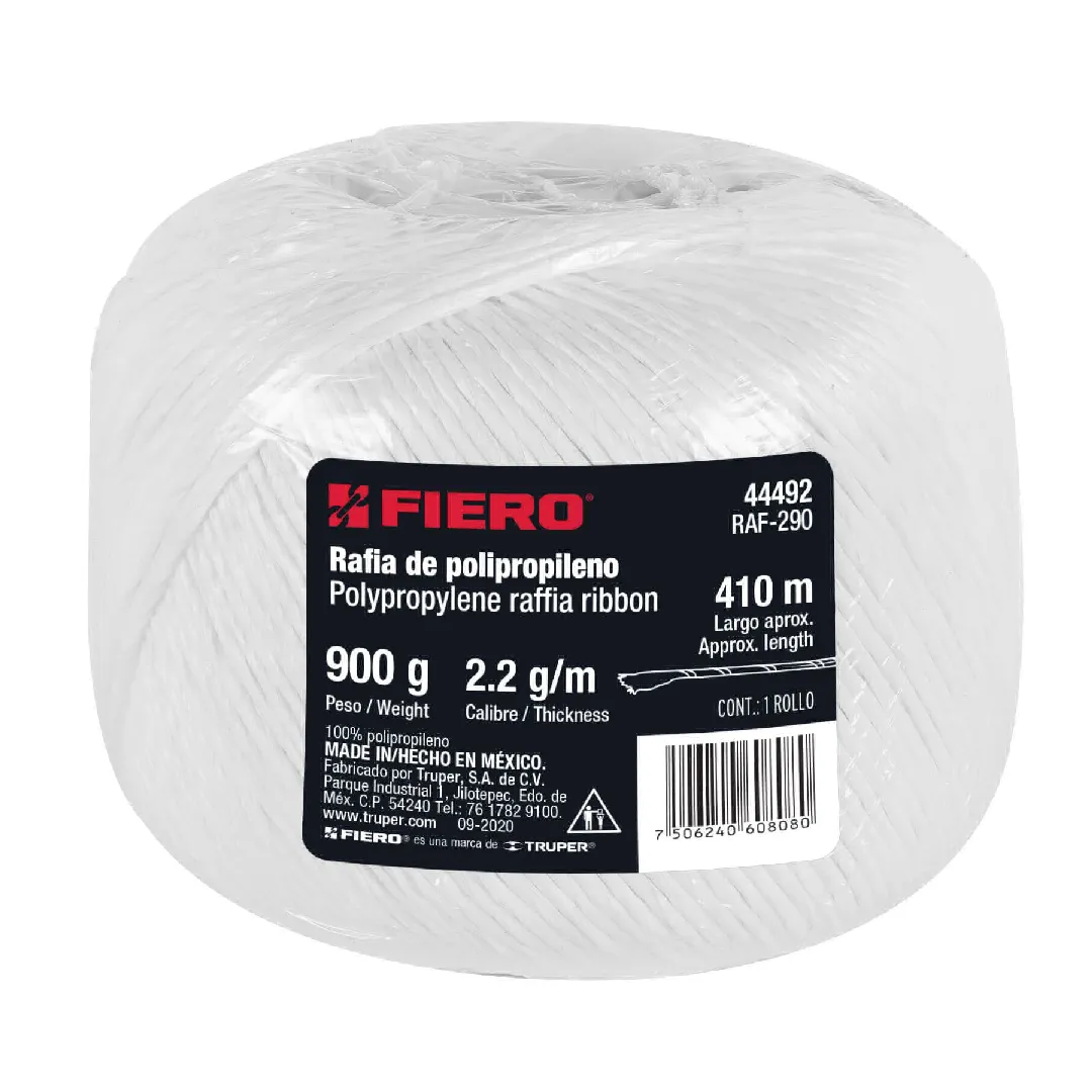 Rafia de 410 m color BLANCO calibre 2.2 g/m, FIERO
