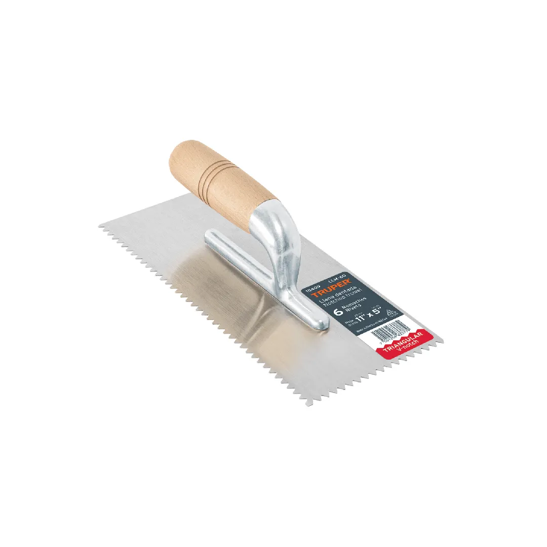 Llana 11" dentado TRIANGULAR, 6 remaches,mango madera,TRUPER