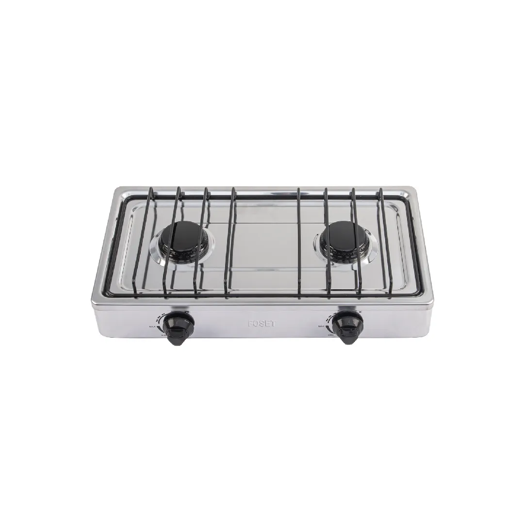 Parrilla de gas de sobreponer 2 quemadores, acero inoxidable, FOSET