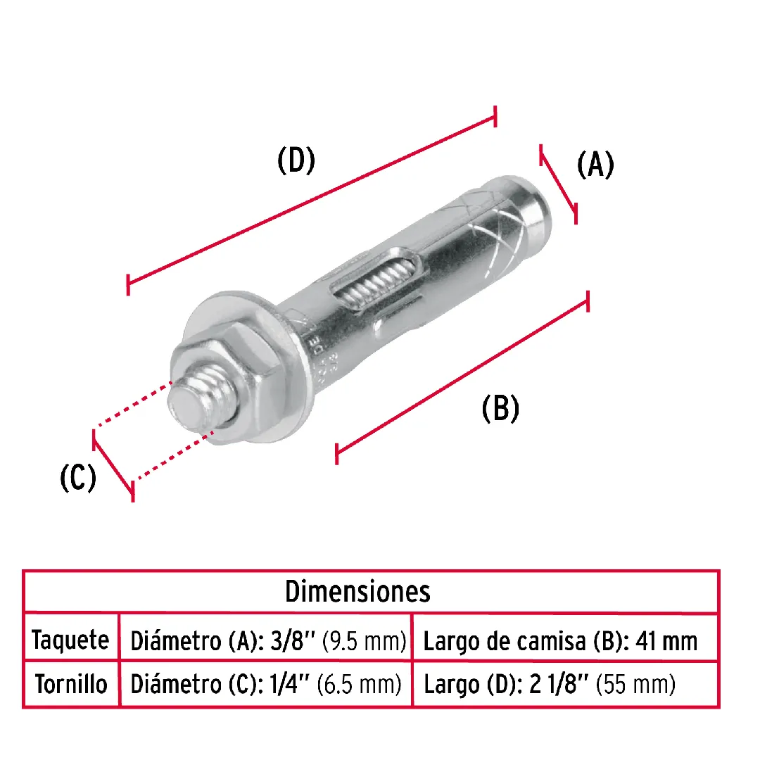 Taquetes expansivos de 1/4" con tornillo, FIERO