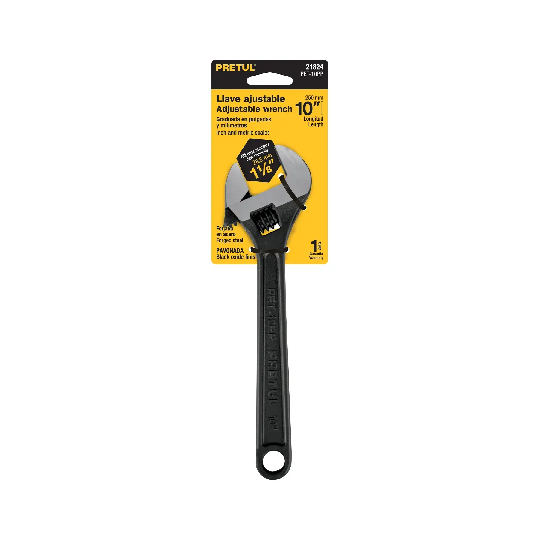 Llave ajustable (perico) 10" pavonada, PRETUL