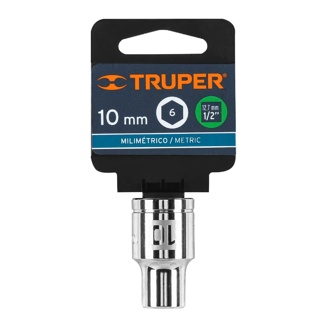 Dado de 10 mm, 6 puntas, cuadro 1/2", TRUPER