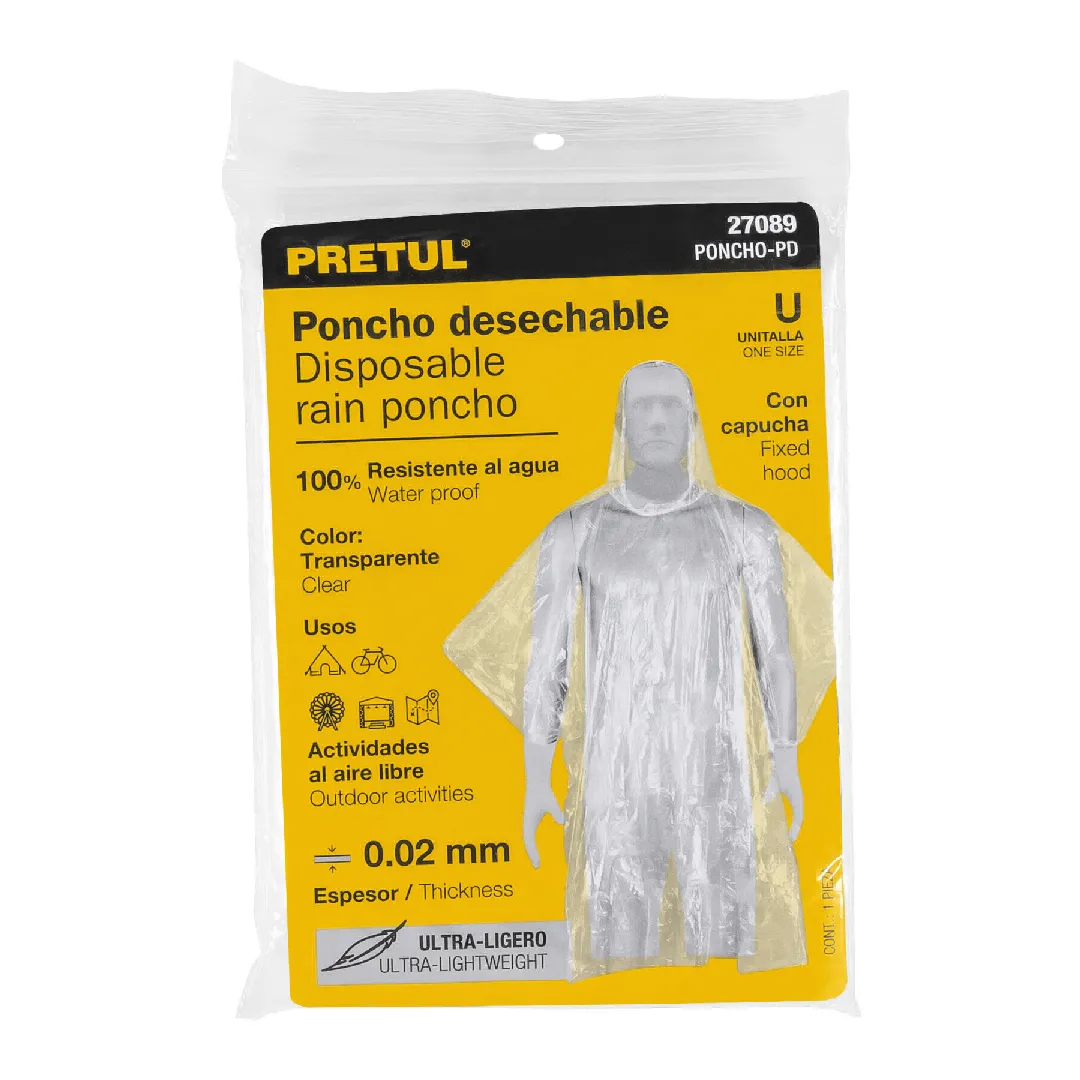 Capa o impermeable desechable de polietileno, PRETUL
