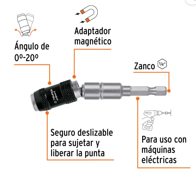 Extensión magnética articulada 3 1/2", para puntas, EXPERT