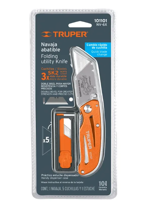 Navaja abatible 6" cuerpo de aluminio y acero inox, TRUPER