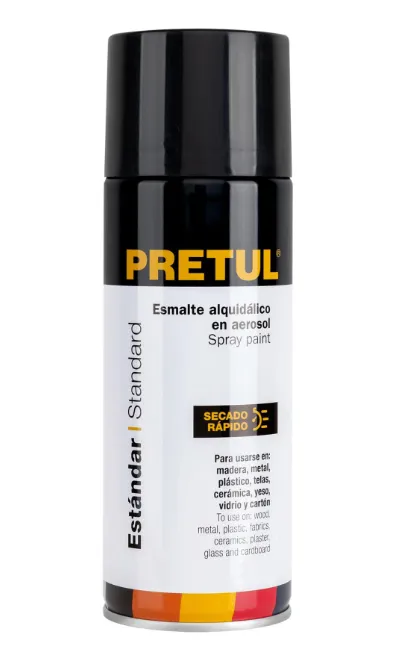 Pintura en aerosol,negro brillante, 400 ml, PRETUL