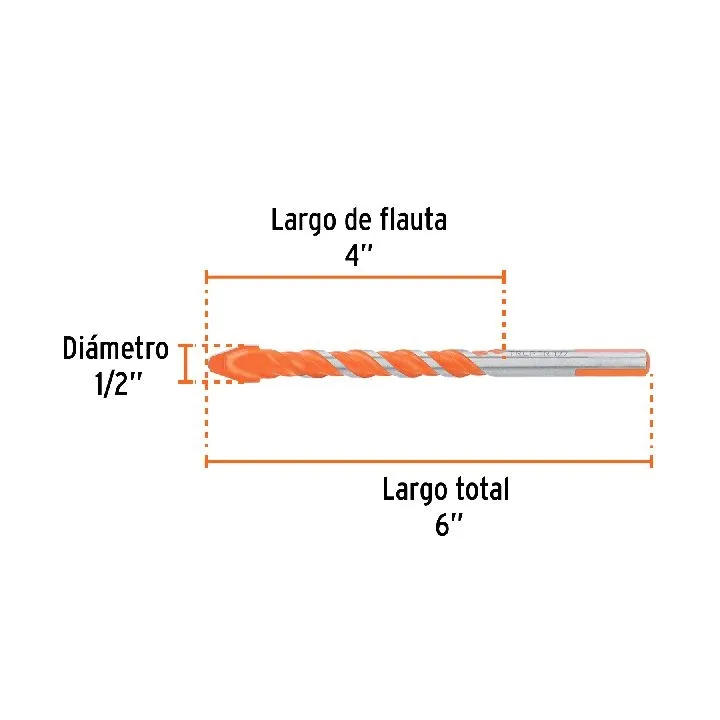 Broca multimaterial 1/2 x 6", TRUPER