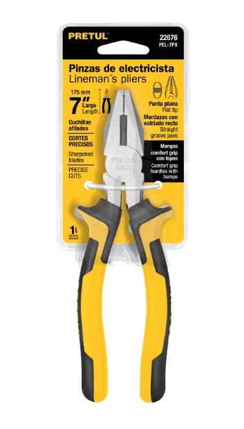 Pinza para electricista 7" mango Comfort Grip, PRETUL