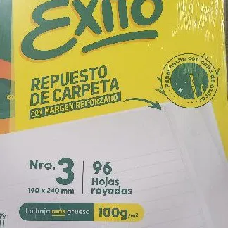 REPUESTO MARGEN TRADICIONAL HOJAS ÉXITO X96 hojas REPUESTO ESCOLAR