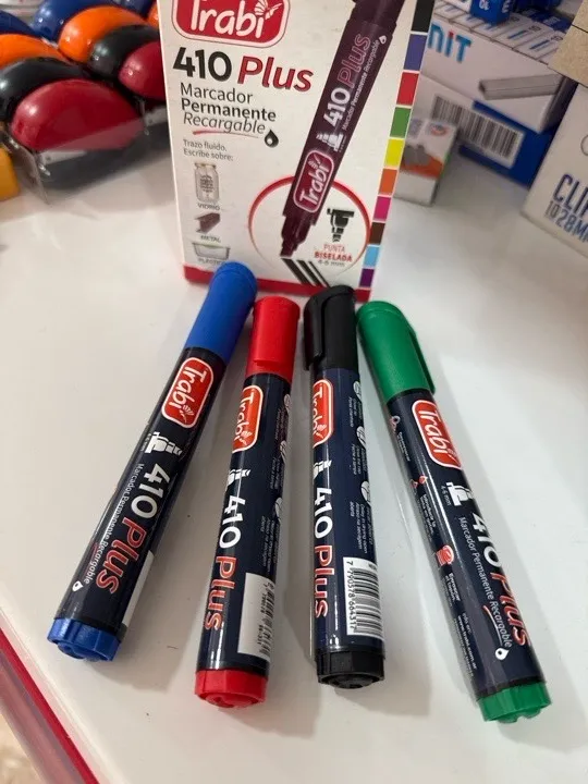 MARCADOR PERMANENTE TRABI 410 plus azul y negro