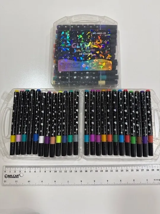 MARCADORES CON GLITTER X24 colores brillo