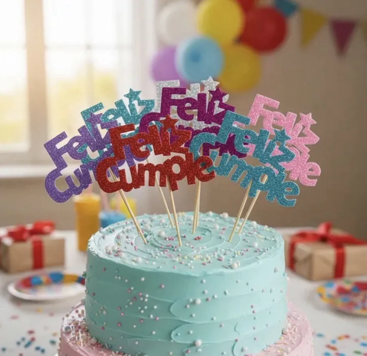 FELIZ CUMPLEAÑOS CARTEL PARA TORTA TERGOLILA COLORES VARIOS