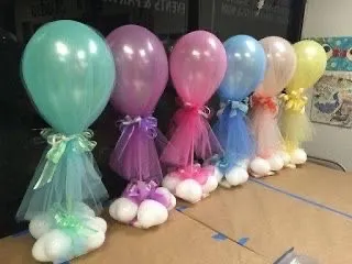 COLOR NARANJA H AMARILLO GLOBOS + TULL + CINTA PARA DECORACION no incluye soporte  DE CUMPLEAÑOS O REGALOS