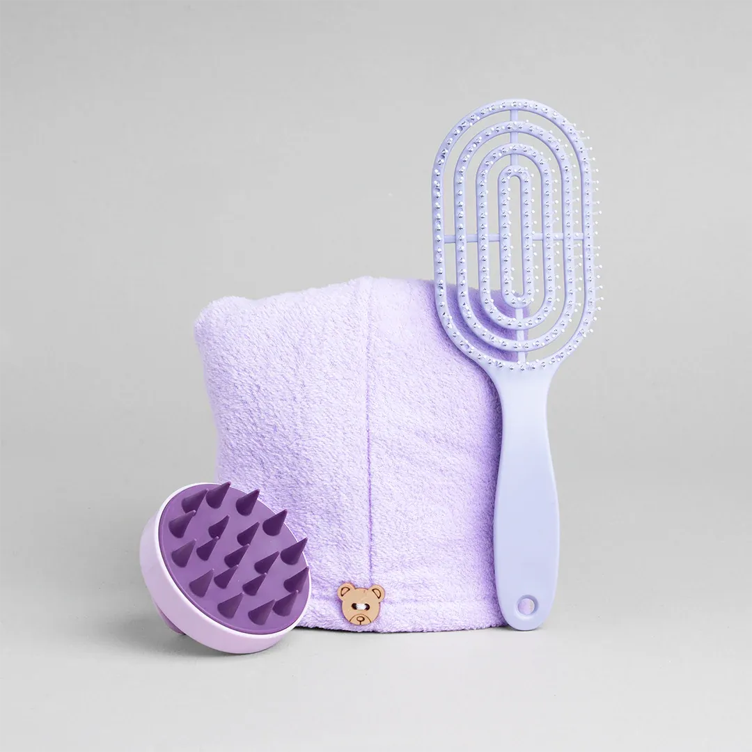 Kit Para El Cabello Con Cepillo - Cepillo Masajeador - Toalla Lula