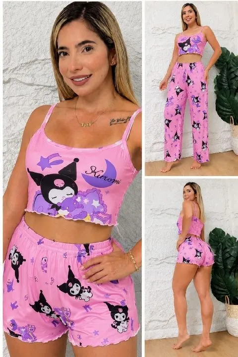 03 pijama trío kuromi piel durazno Talla unica