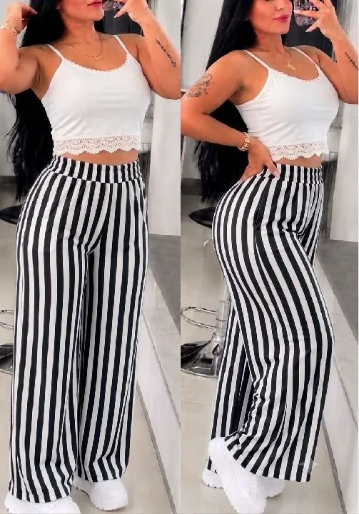 06 set pantalón con rayas blanco talla L/LXL