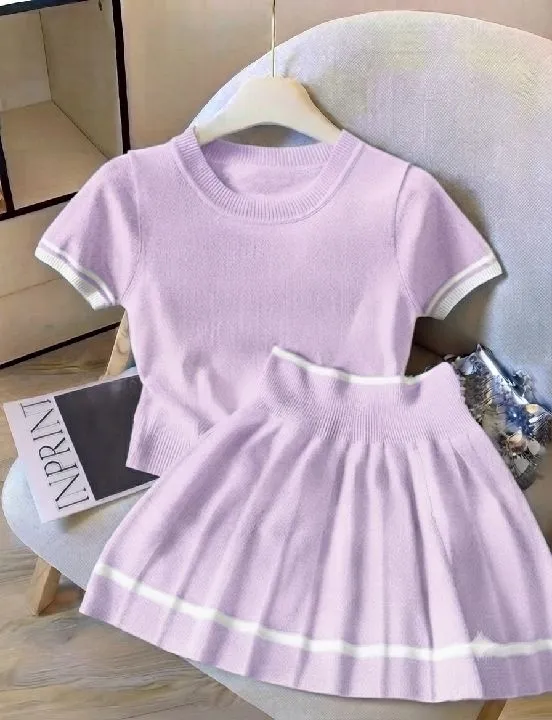 031 conjunto de falda en hilo lila talla única
