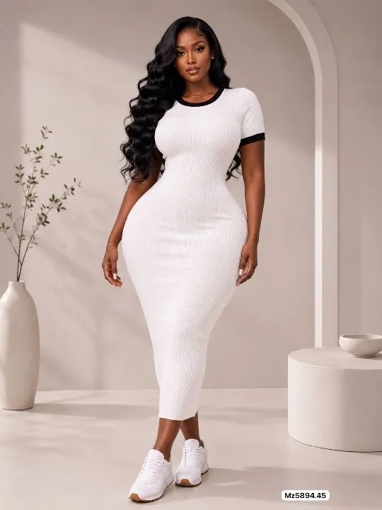 032 vestido liso en hilo blanco talla única