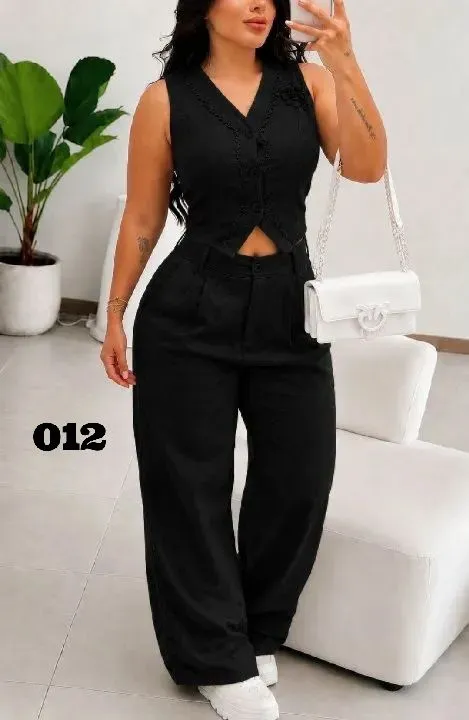 012 set negro elegante en pantalón  L/XL